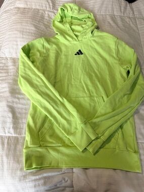 adidas Neon Lime Pullover Hoodie with Black Logo